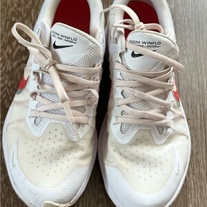 Nike White and Red Athletic Shoes with Classic Design